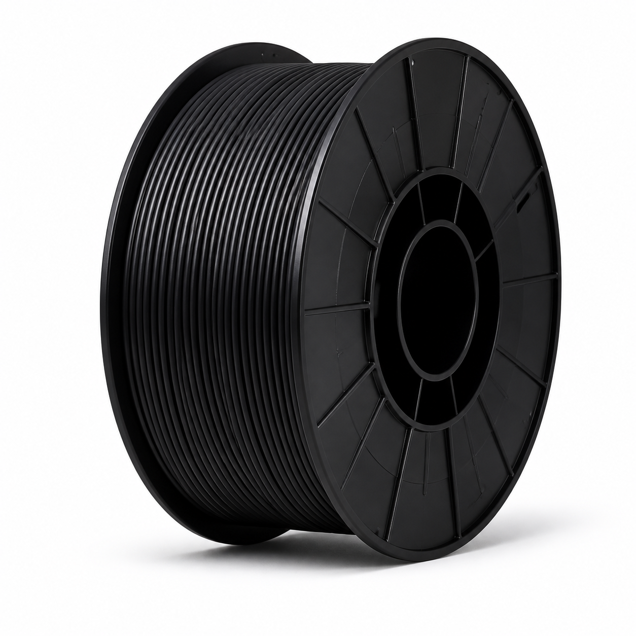 Black PLA filament spool